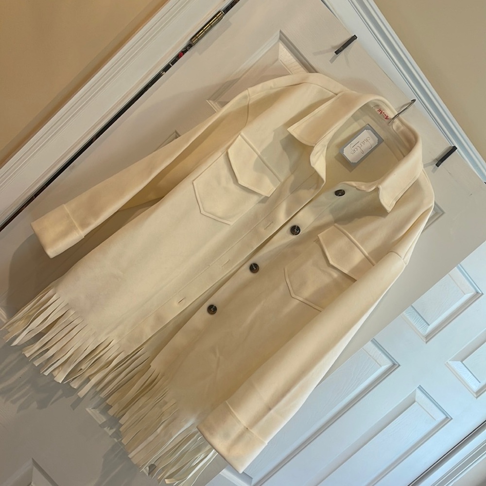 NWT felted fringe bottom button up jacket
